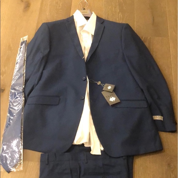 Navy blue three-piece suit